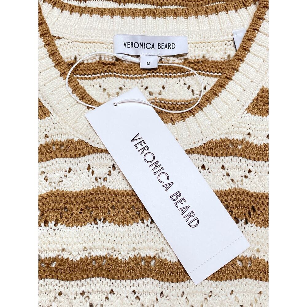 Veronica Beard NWT Jerrel Striped Cotton Knit Tank Desert Khaki Off-White - Picture 6 of 7